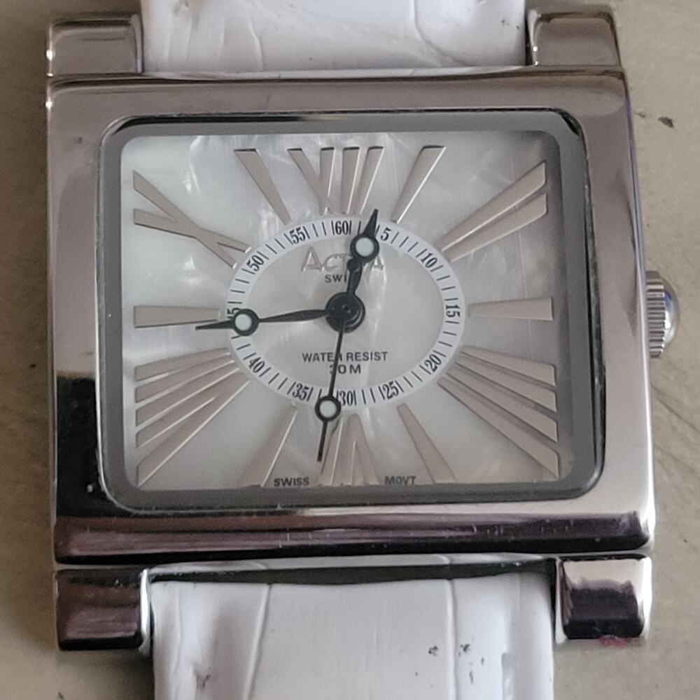 Activa Watch White Rectangular dial Y2K‎ style original cloth band Swiss parts